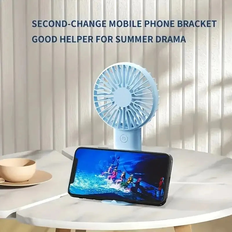 Portable Breeze™: Mini USB Fan with Phone Holder